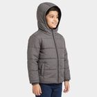 Boys Grey Hooded Puffer Jacket, Charcoal, small