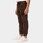 Boys Brown Jogger Fit Washed Cargo Jeans, Brown, small