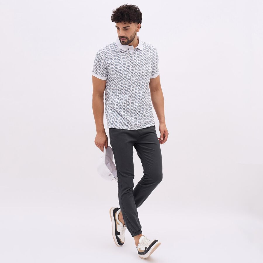 Men's Muted Green Black Slim Fit Jogger Trousers, Dark Green, large image number null