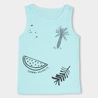 Boys' Light Aqua Blue Round Neck Casual Sleeveless T-Shirt, Aqua, small image number null
