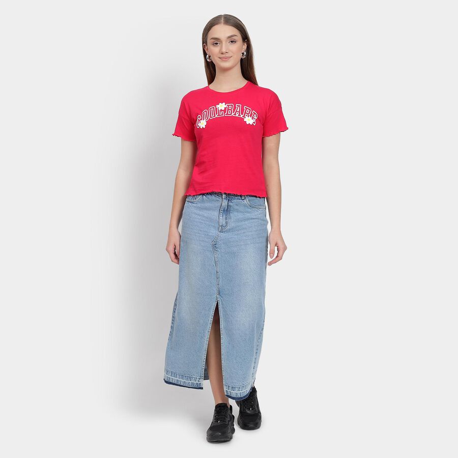 Ladies' 100% Cotton Crop  Top, गुलाबी, large image number null