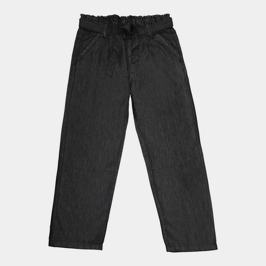Girls Flared Pull Ups Jeans, Black, large image number null