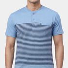 Men's Light Blue Henley Neck Classic T-Shirt, Light Blue, small