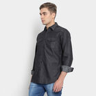 Solid Casual Shirt, Black, small image number null