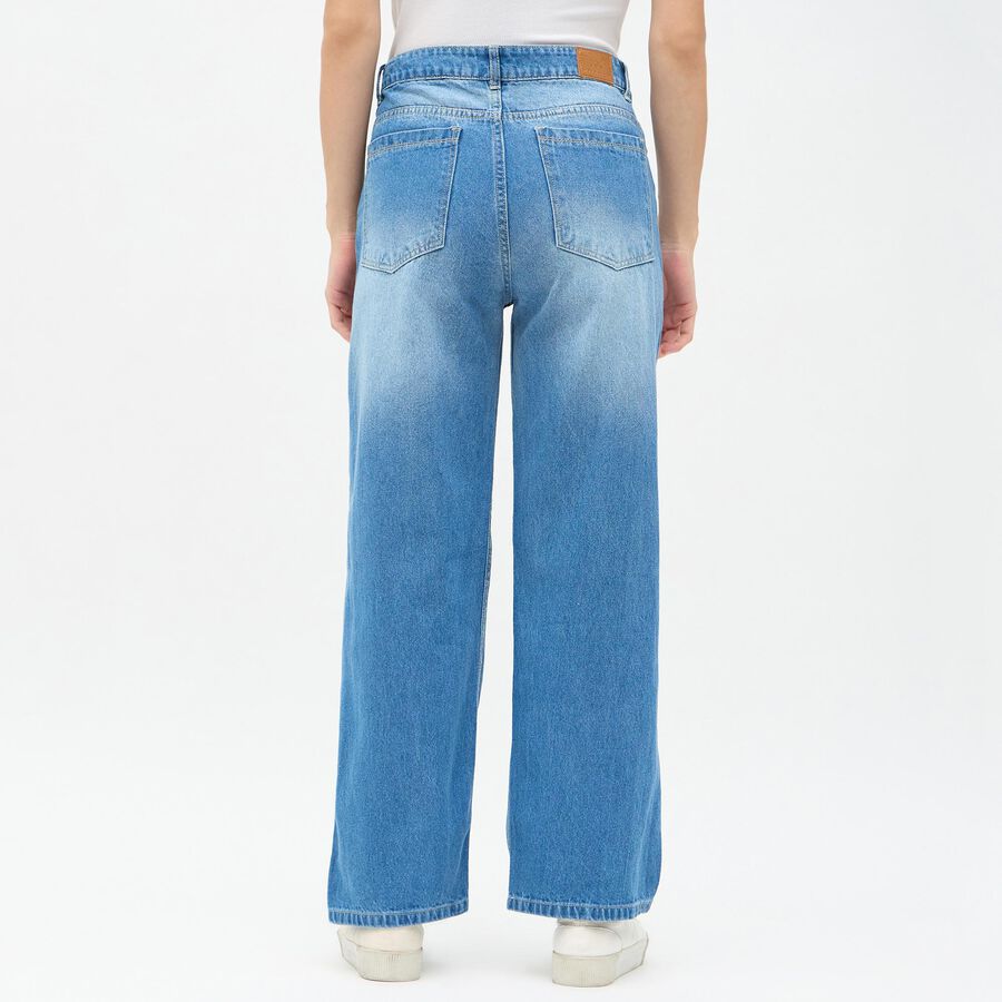 Ladies' 100% Cotton Jeans, Mid Blue, large image number null