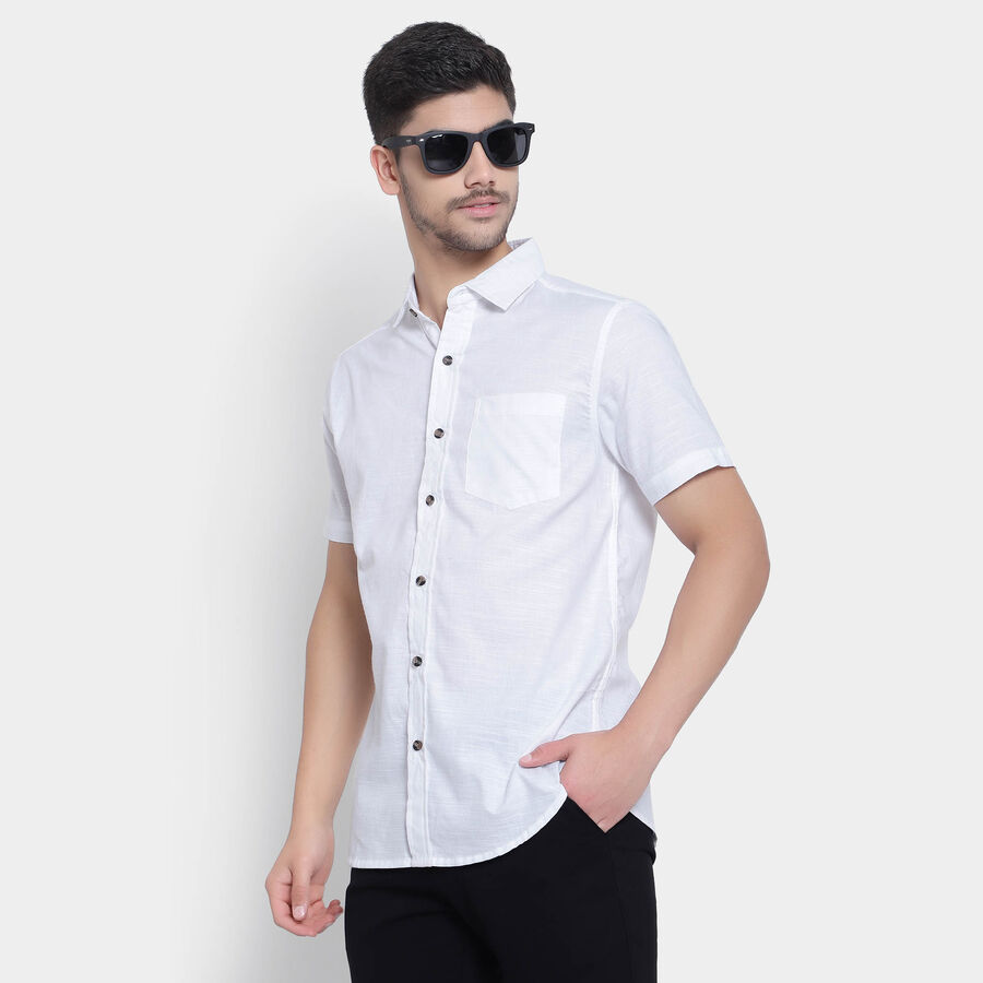 Cotton Solid Casual Shirt, White, large image number null