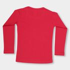 Girls' Bright Red Cotton Round Neck Casual Top, Fuchsia, small image number null