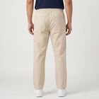 Men's Off White Slim Fit Elasticated-Waist Casual Trousers, ऑफ व्हाइट, small