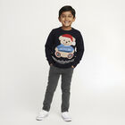 Boys Deep Midnight Navy Blue Crew Neck Graphic Pullover, नेवी ब्लू, small image number null
