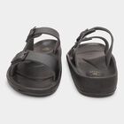 Men's Jet Black Buckle Strap Sandals, काला, small