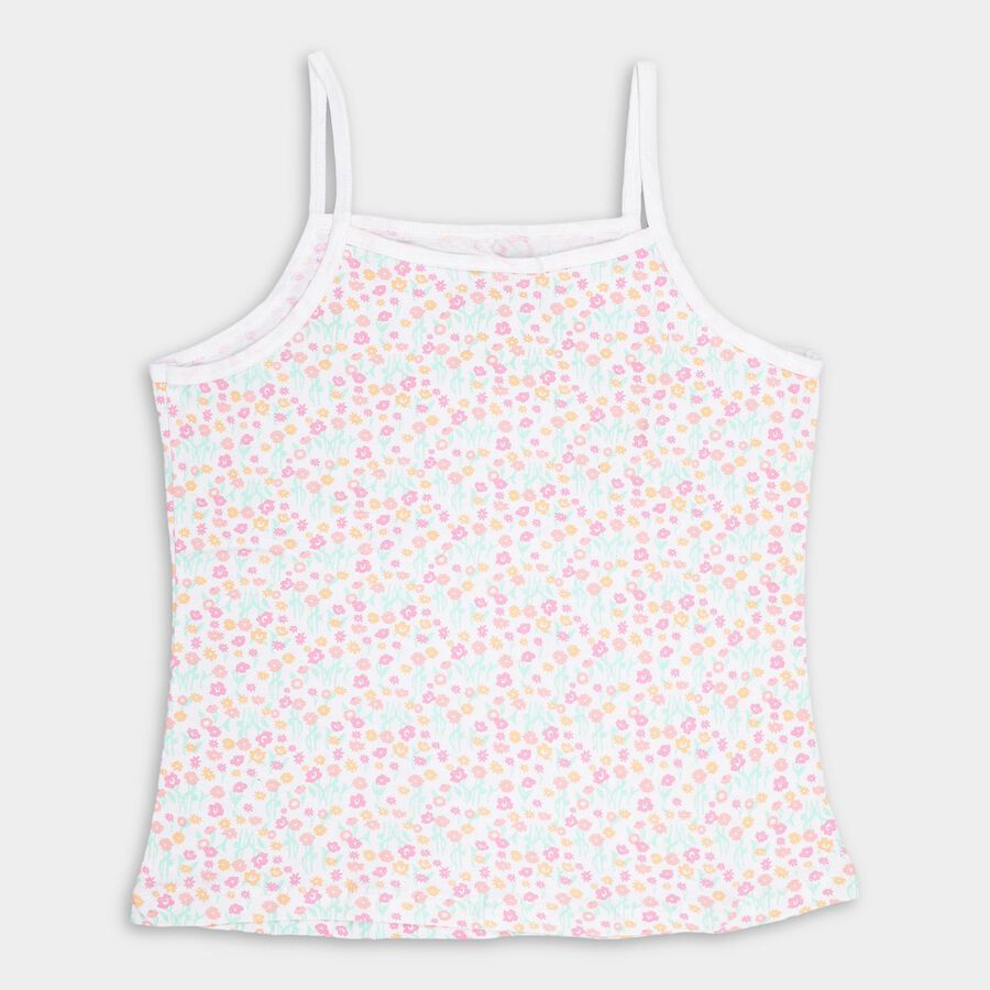 Girls' Bright Multicolor Cotton Spaghetti Neck Casual Vest, Light Green, large image number null