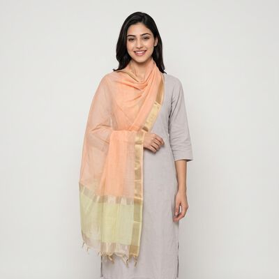 Women's Peach Solid Dupatta