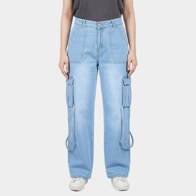 Women's Blue Wide Leg High-Rise Jeans