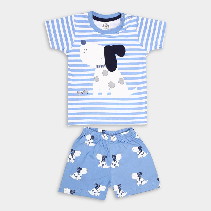 Infants' 100% Cotton Baba Suit , मध्यम नीला, large image number null