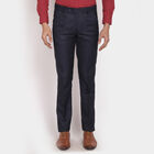 Solid Straight Fit Formal Trousers, Navy Blue, small image number null