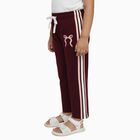 Girls' Deep Maroon Cotton Blend Bow Print Pyjama, वाइन, small image number null