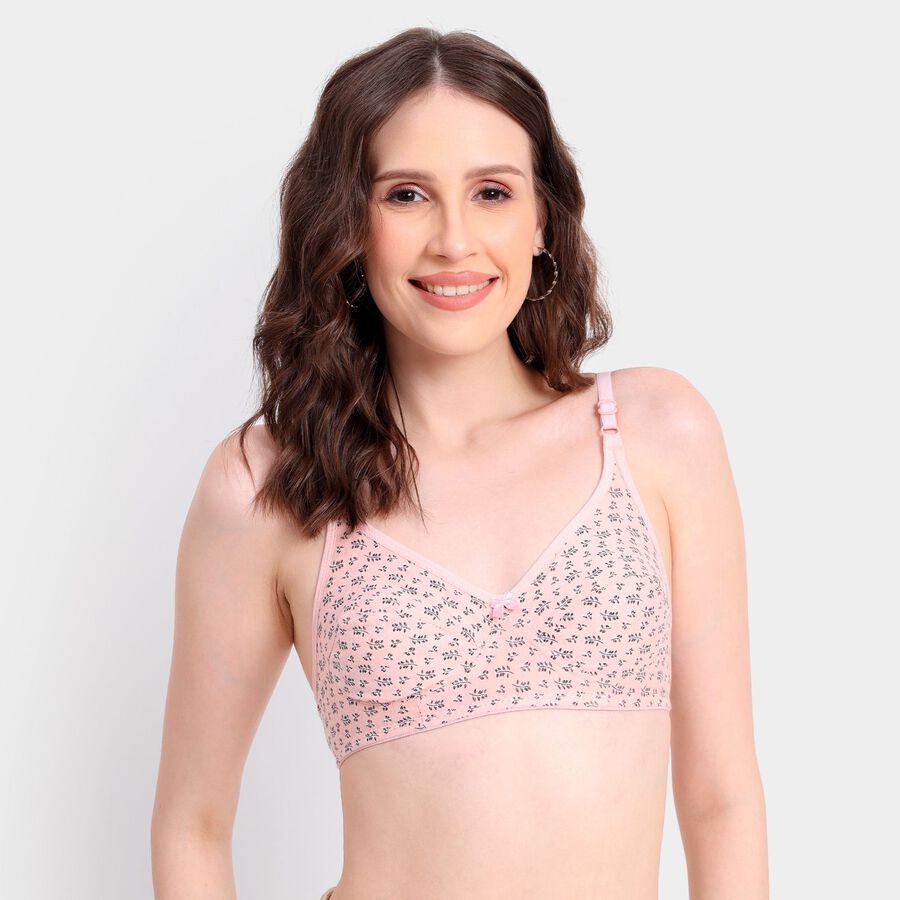 Ladies' 100% Cotton Non-Padded Bra, पीच, large image number null