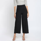 Solid High Rise Flared Trousers, Black, small image number null
