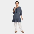 Women's Blue Printed Kurta, Dark Blue, small