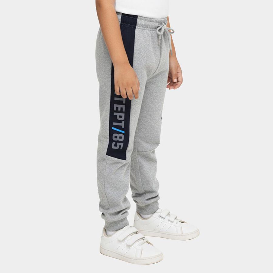 Boys' Light Heather Grey Athletic Cotton Blend Pyjama, Melange Light Grey, large image number null