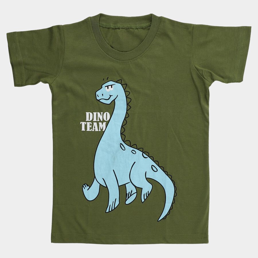 Boys' Half Sleeves T-Shirt, Olive, large