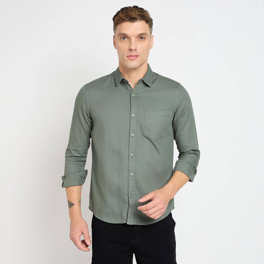 Men's Cotton Casual Shirt, ओलिव, large image number null