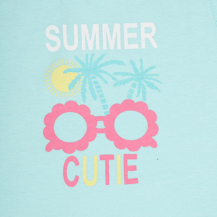 Infants' Aqua Blue Cotton Sleeveless Top and Pink Skirt Set, Aqua, large