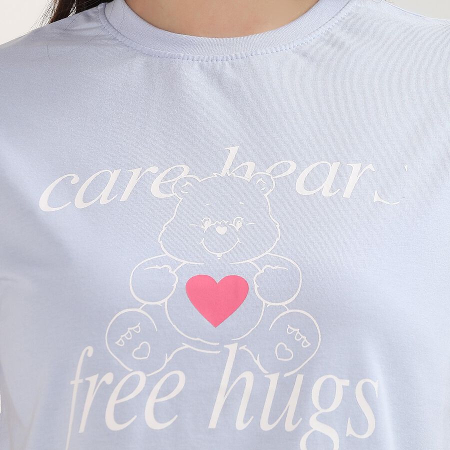 Women's Light Blue Round Neck Classic T-Shirt, Light Blue, large