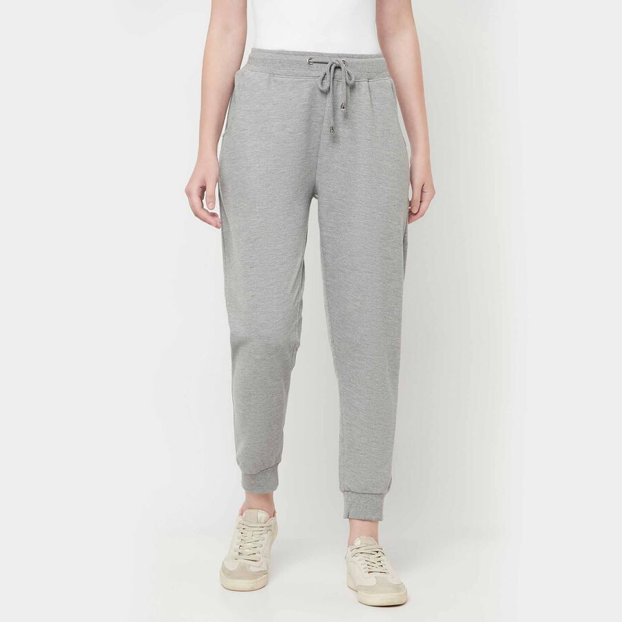 Solid Regular Joggers, Melange Light Grey, large image number null