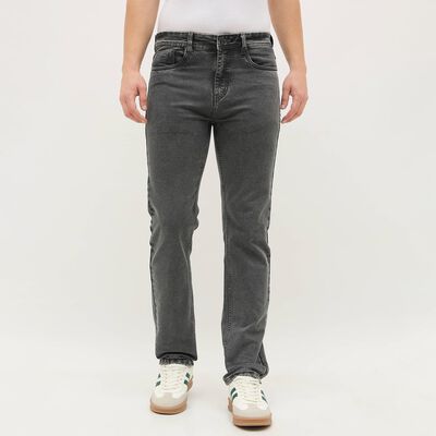 Men's Charcoal Black Slim Fit Faded Jeans