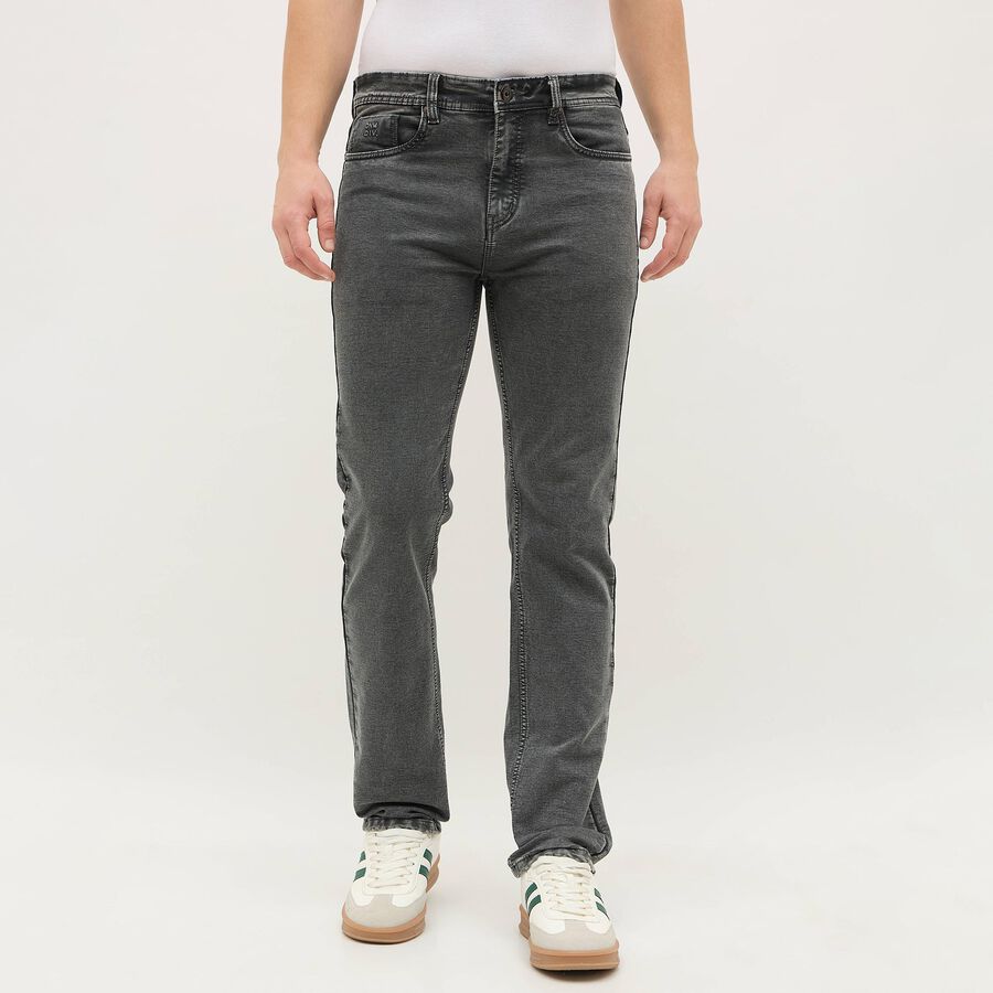 Men's Charcoal Black Slim Fit Faded Jeans, गहरा ग्रे, large