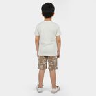 Boys Off-White Cotton Round Neck Graphic Baba Suit, Off White, small