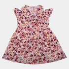 Girls' Pink Floral Printed Fit and Flare Frock, Light Pink, small