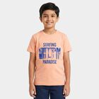 Boys Peach Round Neck Regular Boys T-Shirt, पीच, small