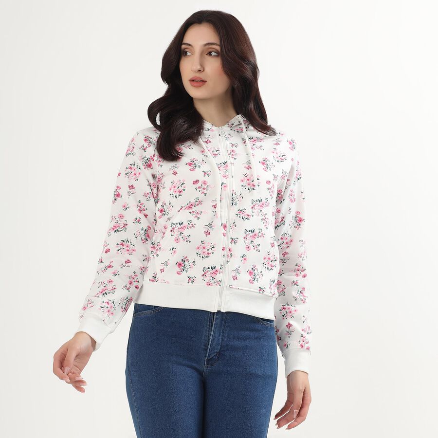 Women's Light Pink Hooded Casual Sweatshirt, हल्का गुलाबी, large image number null