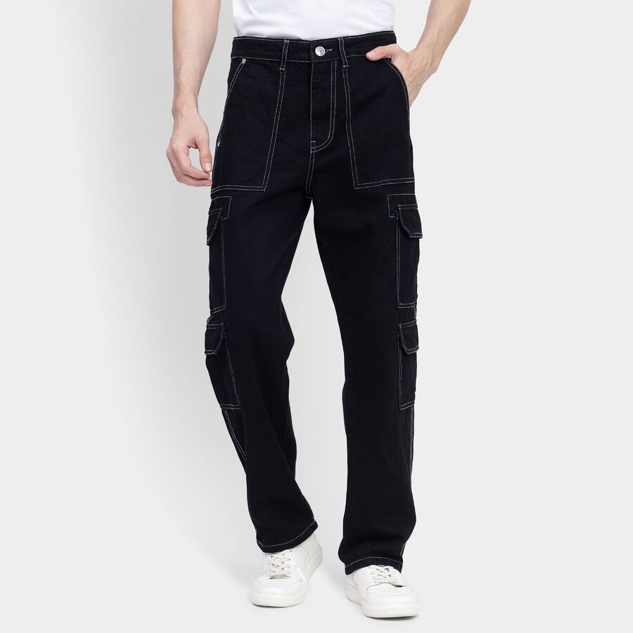 Men's 100% Cotton Jeans, Black, large image number null