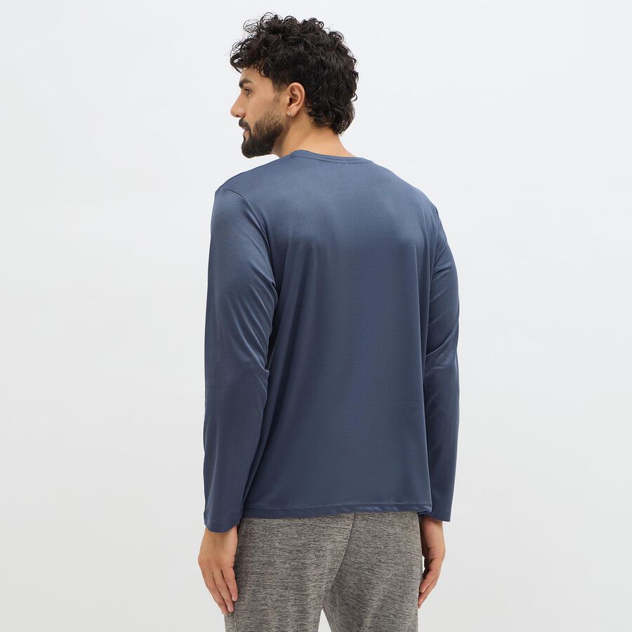 Men's Midnight Blue Round Neck Casual T-Shirt, Mid Blue, large image number null