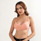 Women's Beige Cotton Padded Wired T-Shirt Bra, Peach, small