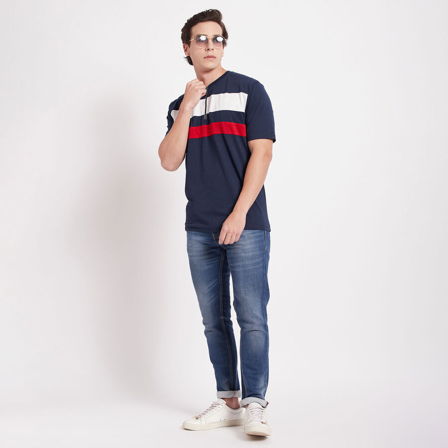 Stripes Henley T-Shirt, नेवी ब्लू, large image number null