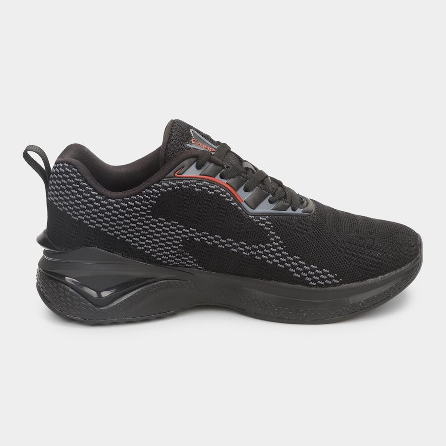 Men's Jet Black Lace-Up Sports Shoes, Black, large image number null
