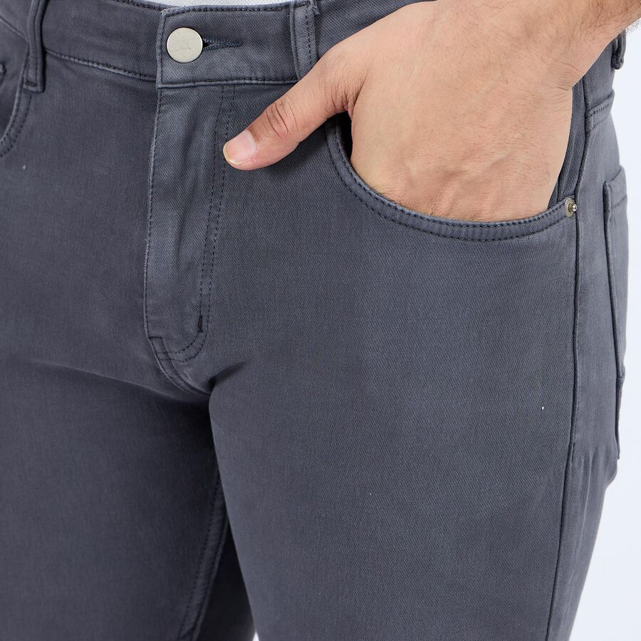 Men's Slim Fit Casual Trousers , गहरा ग्रे, large image number null