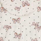 Girls' Soft Ivory White Bow Print Long Sleeve Frock, ऑफ व्हाइट, small image number null