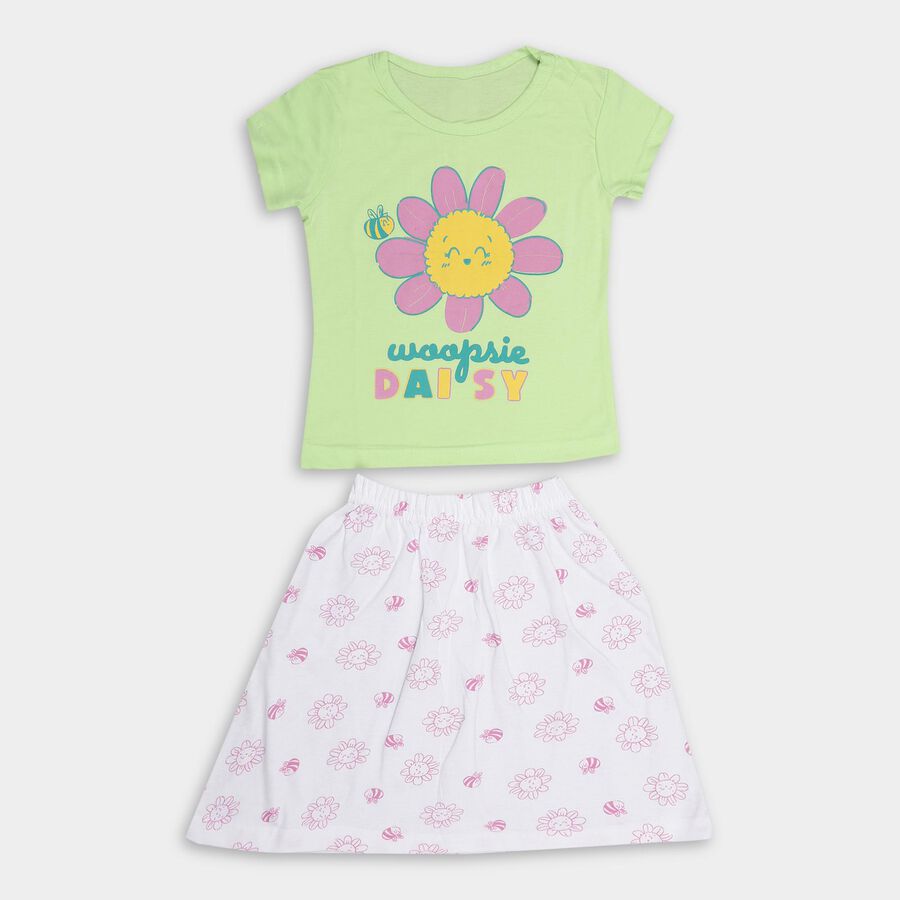 Girls' Top Skirt, Light Green, large image number null