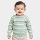 Infants Mint Green Crew Neck Striped Pullover, हल्का हरा, small