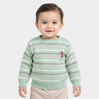 Infants Mint Green Crew Neck Striped Pullover