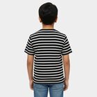 Boys Black Round Neck Casual T-Shirt, काला, small