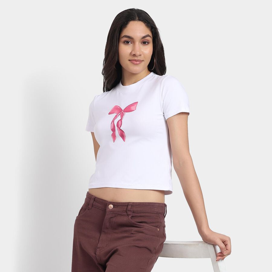 Ladies'  Crop  Top, सफ़ेद, large image number null