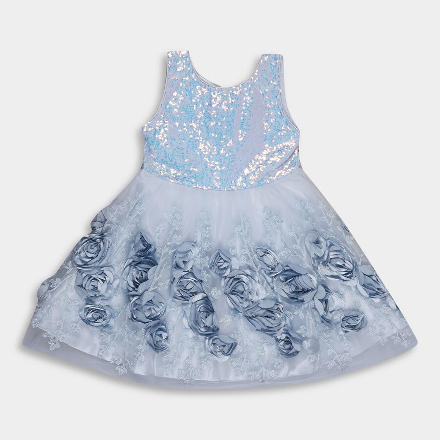 Girls' Frock, हल्का नीला, large image number null