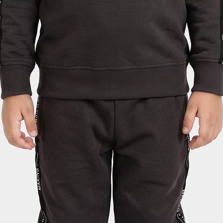 Boys' Charcoal Round Neck Colorblock Baba Suit, चारकोल, large