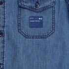 Boys Midnight Blue Hooded Casual Shirt, Mid Blue, small image number null